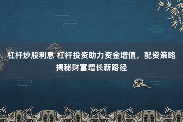 杠杆炒股利息 杠杆投资助力资金增值，配资策略揭秘财富增长新路径