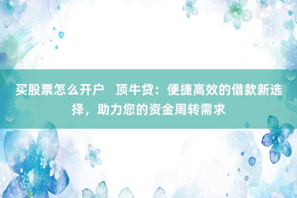 买股票怎么开户   顶牛贷：便捷高效的借款新选择，助力您的资金周转需求