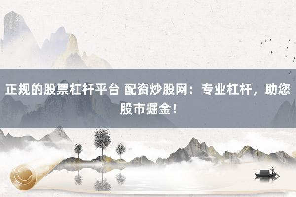 正规的股票杠杆平台 配资炒股网:专业杠杆,助您股市掘金!