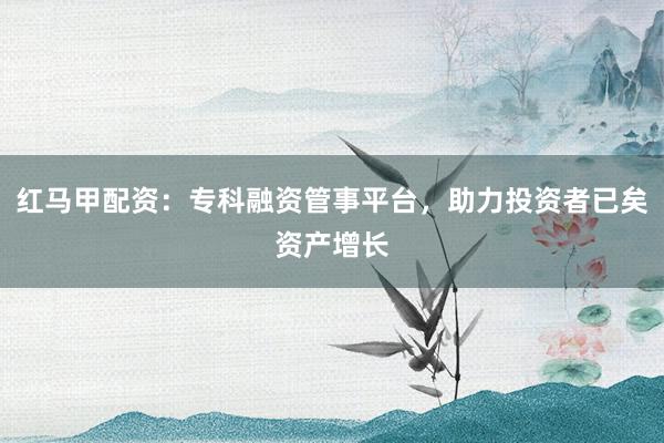 红马甲配资：专科融资管事平台，助力投资者已矣资产增长
