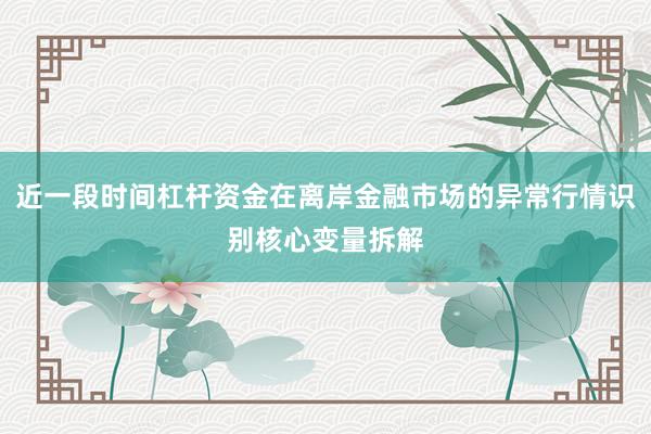 近一段时间杠杆资金在离岸金融市场的异常行情识别核心变量拆解