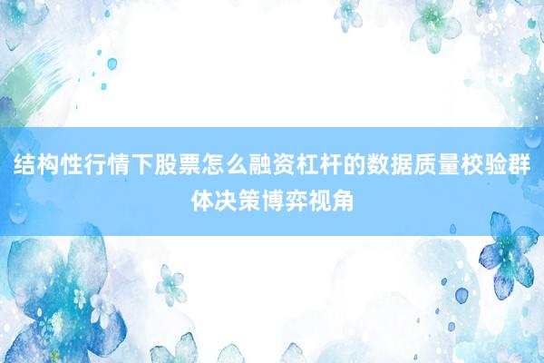 结构性行情下股票怎么融资杠杆的数据质量校验群体决策博弈视角