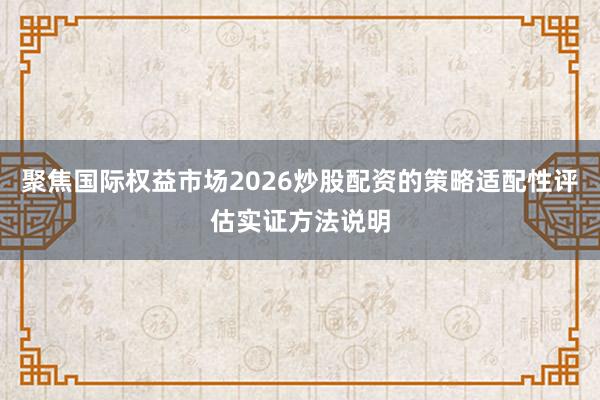 聚焦国际权益市场2026炒股配资的策略适配性评估实证方法说明