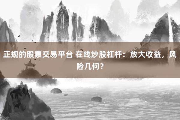 正规的股票交易平台 在线炒股杠杆：放大收益，风险几何？