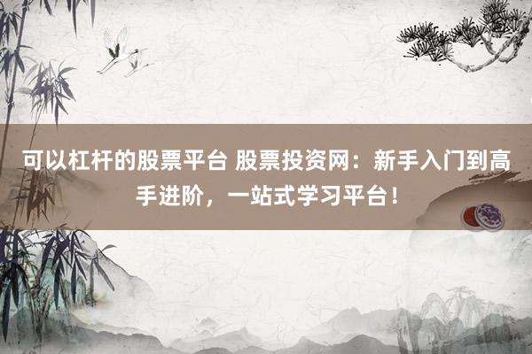 可以杠杆的股票平台 股票投资网：新手入门到高手进阶，一站式学习平台！