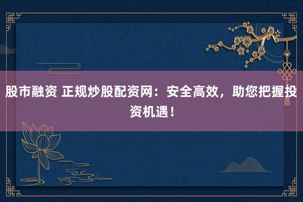 股市融资 正规炒股配资网：安全高效，助您把握投资机遇！